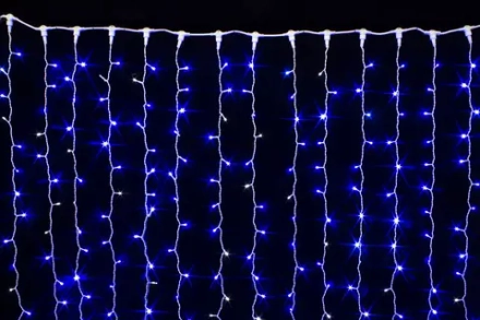 Светодиодный занавес с мерцающим диодом 2*3 м., 420 синих LED ламп, белый провод, Winner Light (b.03.6W.420+)
