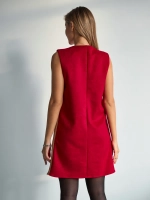 Платье сарафан офисное замшевое А силуэт с лампасами