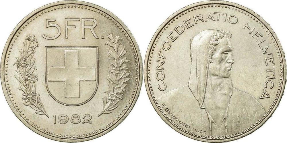 Швейцария 5 франков, 1968-2025 Пастух XF