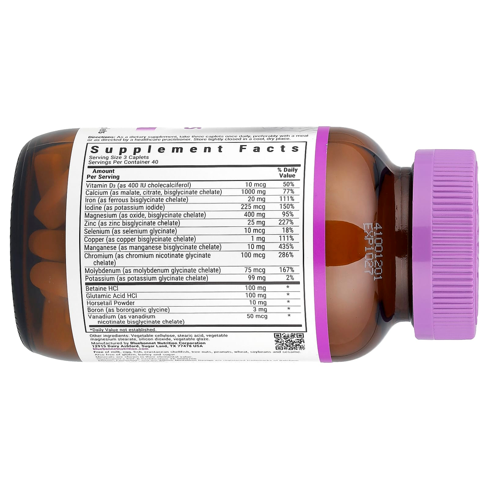 Bluebonnet Nutrition, хелатные мультиминералы, 120 капсуловидных таблеток