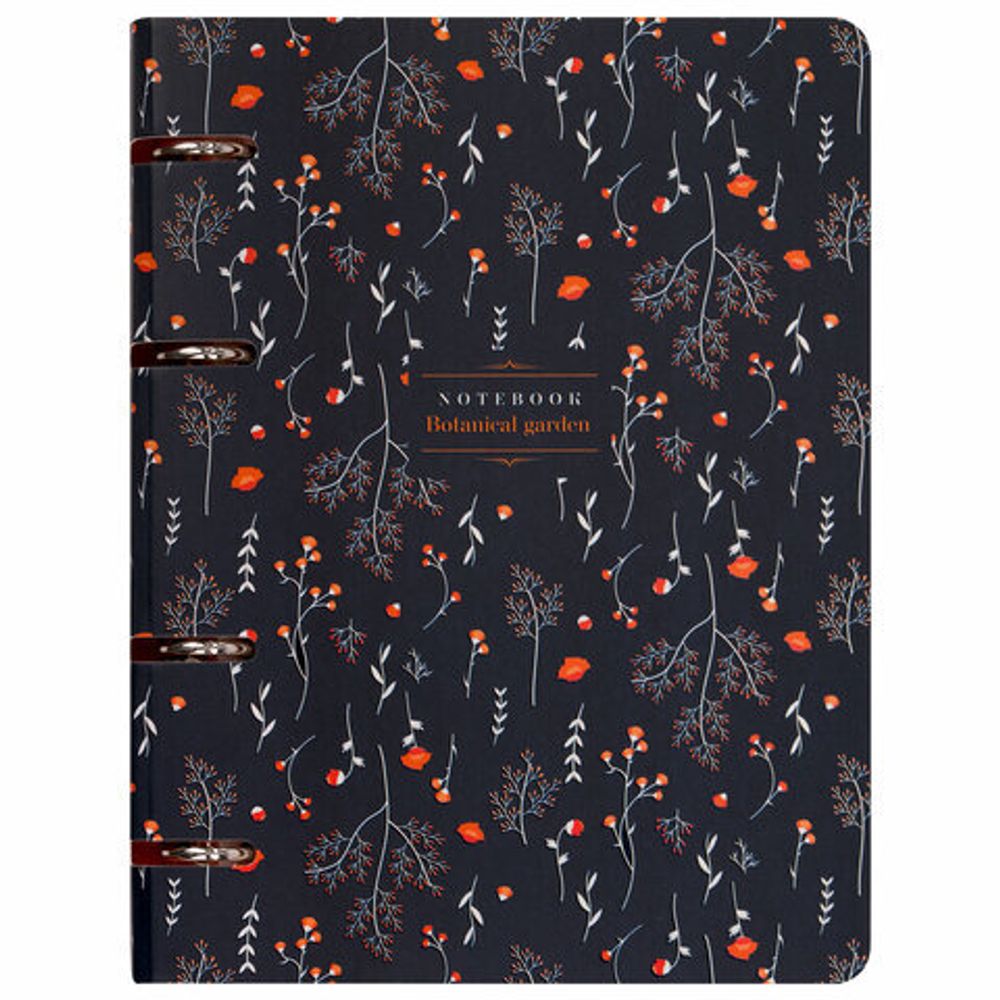 Тетрадь на кольцах А5 160х212 мм, 120 листов, картон, выборочный лак, клетка, BRAUBERG, "Flowers", 404729