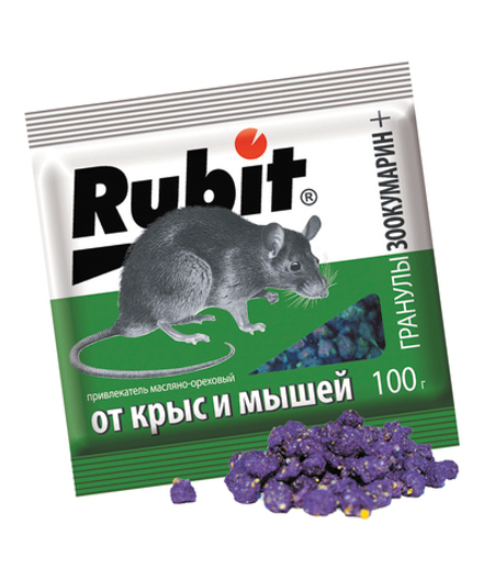 Средство от крыс и мышей Rubit Зоокумарин+, ореховые гранулы, 100 г
