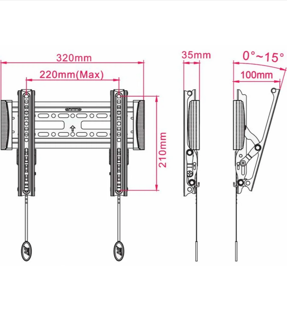 Кронштейн для ТВ универсальный, наклонный 17"-37" NB NBC1-T
