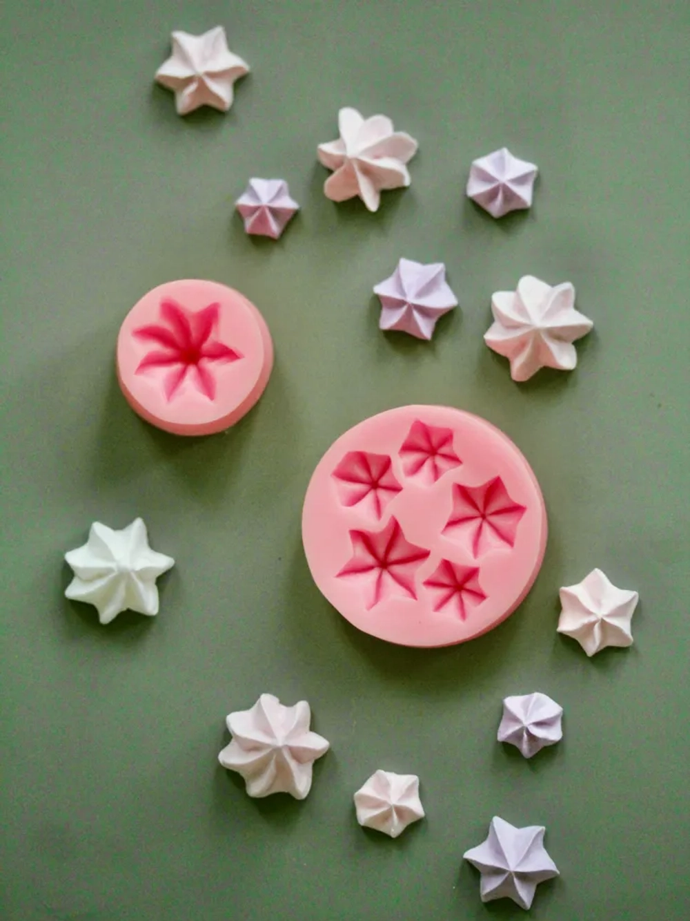 Молды силиконовые для творчества "Безе безешки 2 молда" / Форма "звездочка" для самозатвердевающей глины, мыла, воска, гипса и смолы