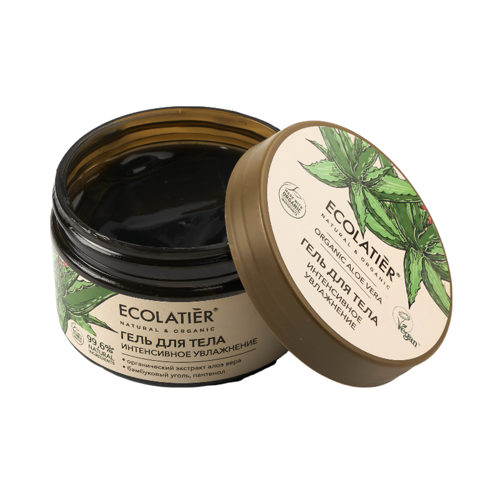 Гель для тела Интенсивное увлажнение ORGANIC ALOE VERA Сharcoal 250мл (ECOLATIER)