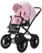Детская коляска Adamex Chantal Retro Deluxe 3 в 1 C132B (РОЗОВ.ЗЕФИР 100% КОЖА-ЗОЛОТО.МОЛНИИ)