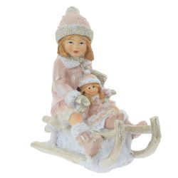 GAEM Фигурка декоративная "Мальчик/Девочка на санках", L9 W5,5 H10,5 см, 2в.