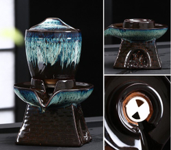 278135.5 Сервиз  Водяная мельница "Синий" чайник 220мл, жернова, сливник. 6 пиал 60мл, керамика