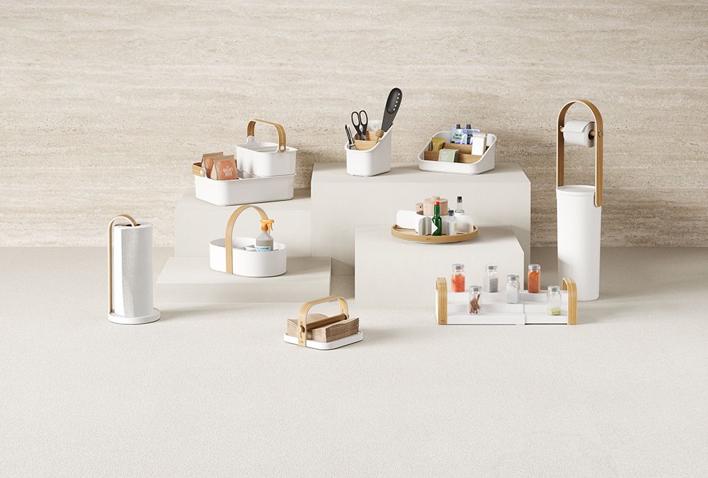 Держатель-органайзер для туалетной бумаги Bellwood, белый/натуральное дерево