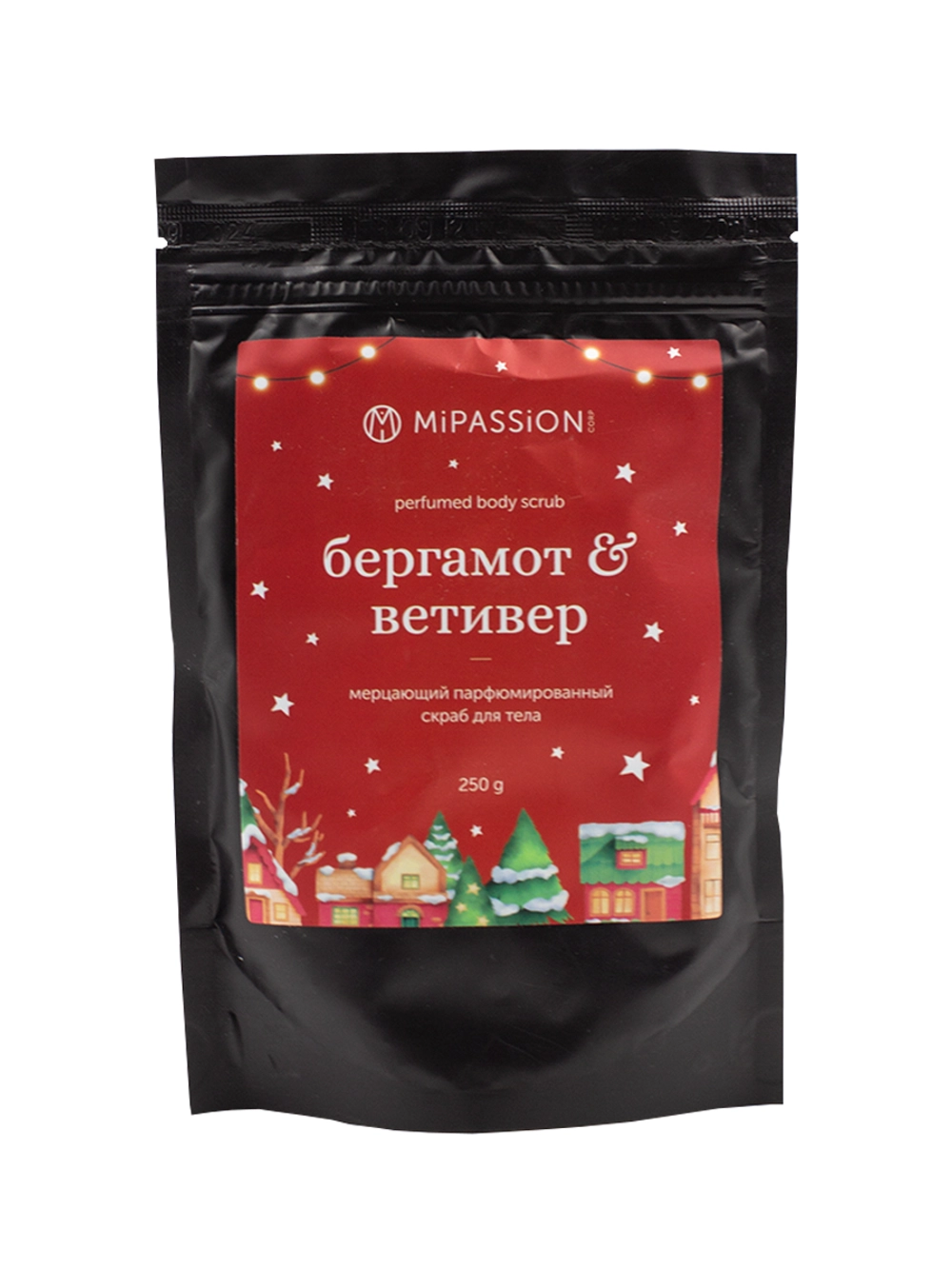 MIPASSION - МЕРЦАЮЩИЙ СКРАБ ДЛЯ ТЕЛА "БЕРГАМОТ И ВЕТИВЕР", 250 ГР.