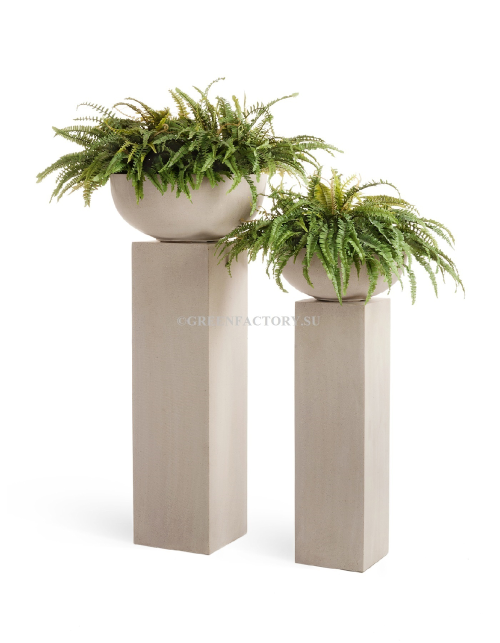 Кашпо TREEZ Effectory - Beton - Низкая чаша - Белый песок