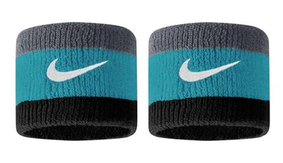 Напульсник теннисный Nike Swoosh Wristbands - cool grey/teal nebula/black