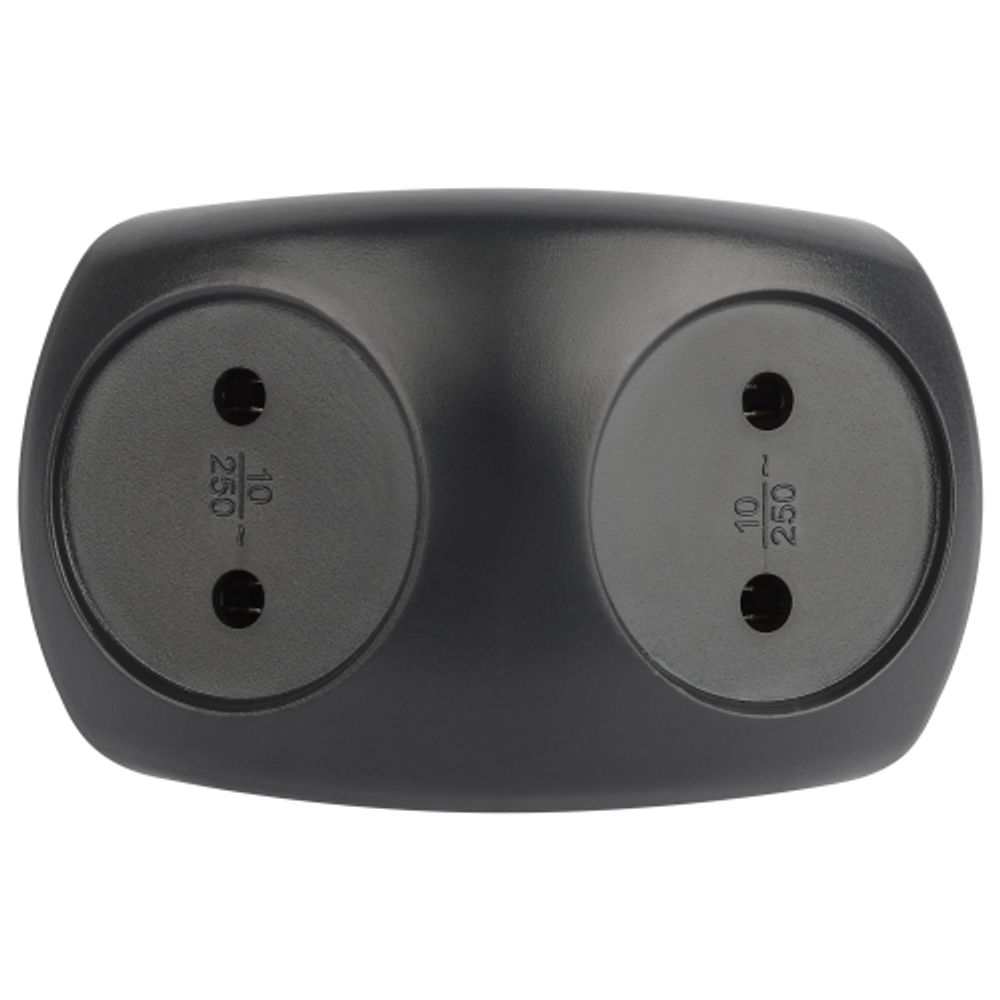 Разветвитель электрический ЭРА SPx-2-B на 2 розетки без заземления 10А черный | Тройники