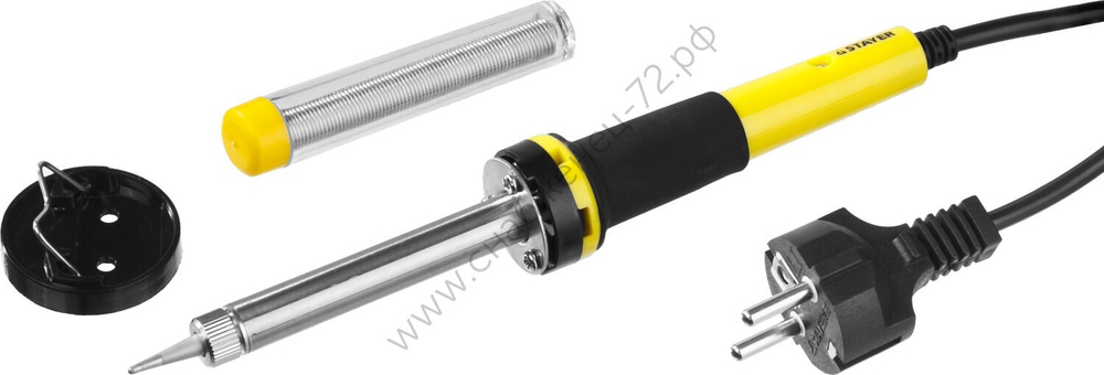 STAYER PROTerm 60Вт конус, в наборе: припой + подставка, 2К рукоятка, Электропаяльник (55300-60)