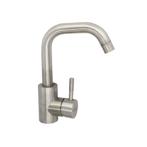 67-0-782 Смеситель нержавеющая сталь однорычажный, для кухни, гайка, картридж 40мм, гусак 25 см