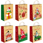 Пакет бумажный подарочный новогодний, крафт 26x32x12 см (Академия Групп)