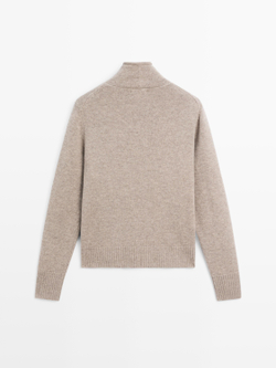 Massimo Dutti Вязаный кардиган с высоким воротником, норка