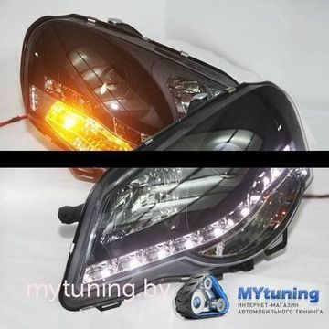 Передние фары VW Polo 4 9N3 daylight black
