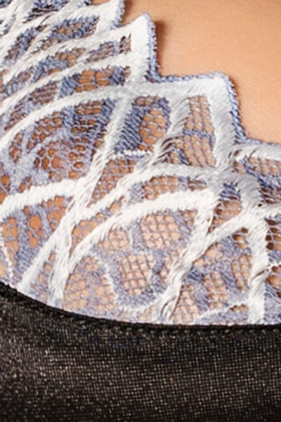 Прозрачный комплект с атласными вставками и вышивкой на груди Carole LXL (46-48) (Цвет: черный, голубой)