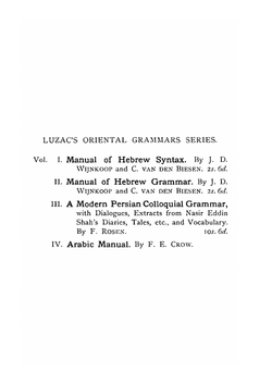 Arabic manual, a colloquial handbook in the Syrian dialect for the use of visitors to Syria and Palestine, containing a simplified grammar, a comprehensive  English and Arabic vocabulary and dialogues | F.E. Crow