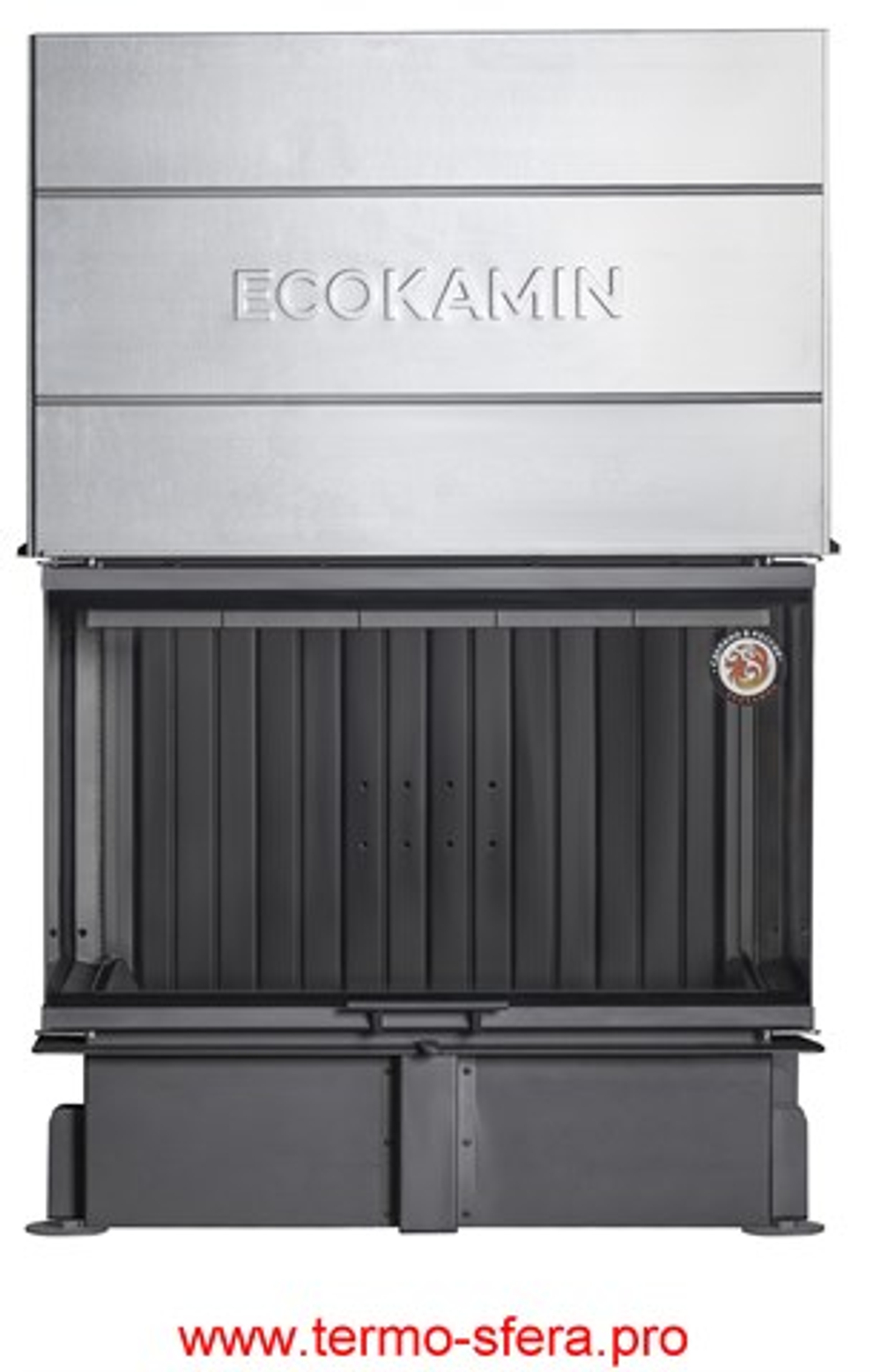 Каминная топка Экокамин ДЕЛЬТА 1200х800х450 PB три стекла подовая черный шамот