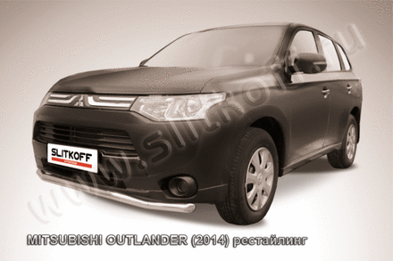 Пороги из нержавейки Mitsubishi Outlander (2014-2015) d76 с проступями