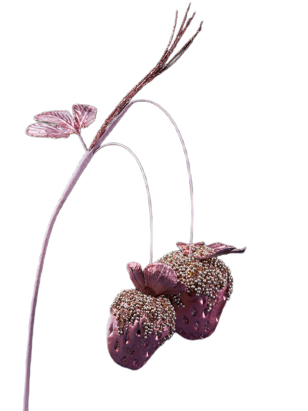 Веточка с клубникой 15х58см ChristmasDeLuxe лиловая