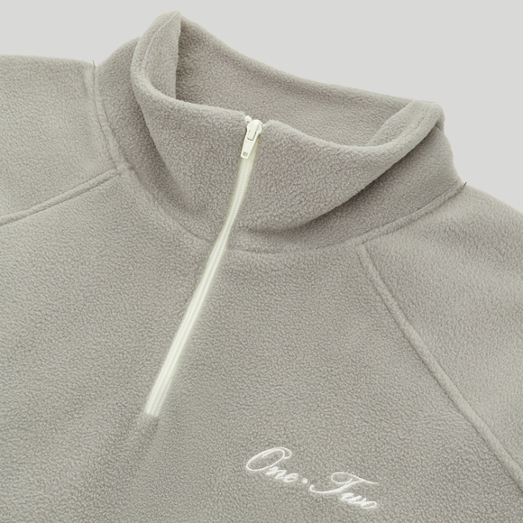 Drawstring Half-Zipped Sweatshirt Grey