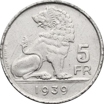 5 франков 1939 Бельгия (BELGIE-BELGIQUE)