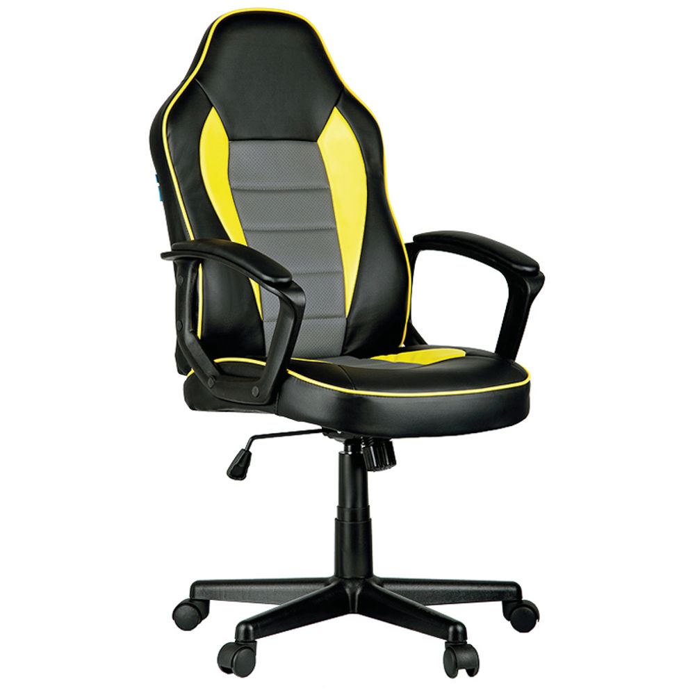 Кресло игровое Helmi HL-S08 "Rally", экокожа черная/серая/желтая