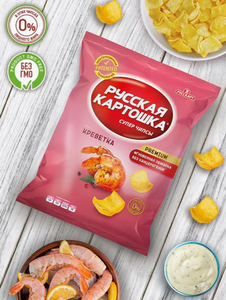 ЧИПСЫ РУССКАЯ КАРТОШКА КРЕВЕТКА 140ГР