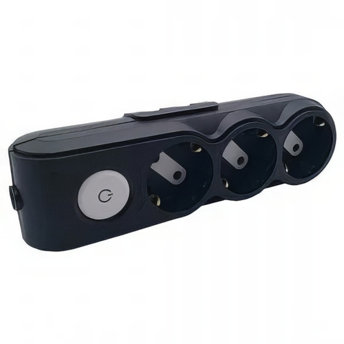 Колодка 3 гнезда OVIVO суппорт выключатель с/з черная 700-080000-123