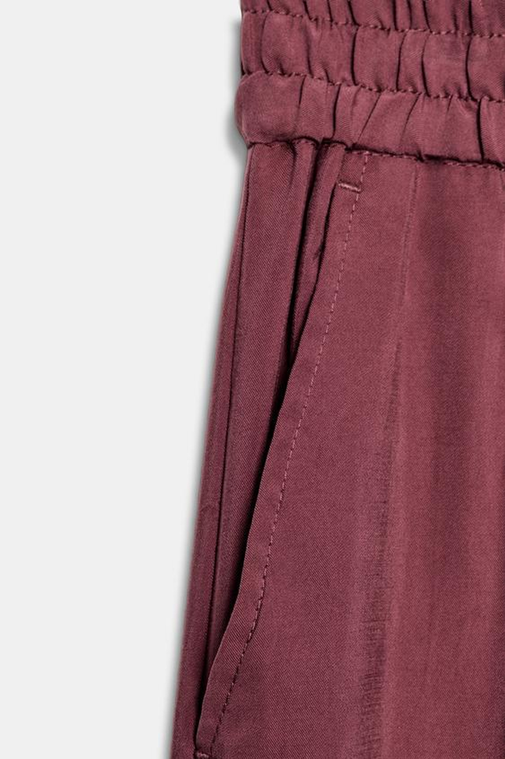 ZARA ШИРОКИЕ БРЮКИ С ЭЛАСТИЧНЫМ ПОЯСОМ, ТЕМНЫЙ ЧЕРЕПИЧНЫЙ