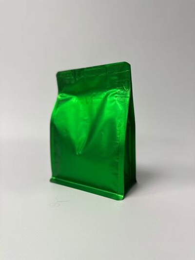 Квадропак для 250 гр. зеленый хром 120 мкр. 130Х192х70 мм
