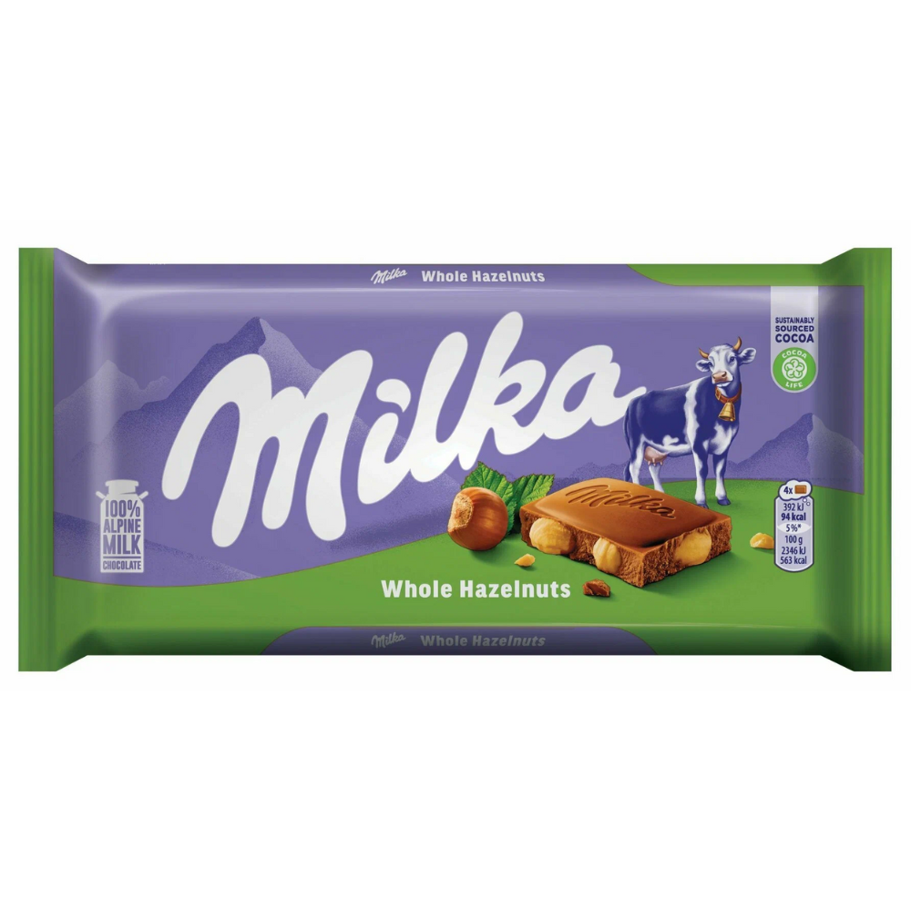 Шоколад Milka Whole Hazelnut лесной орех 90 гр
