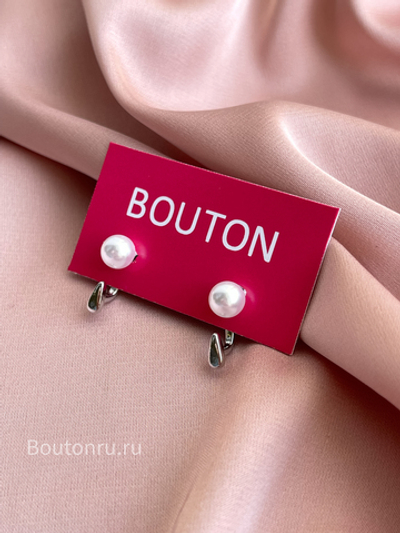 Небольшие серьги-трансформеры серебро с жемчужиной