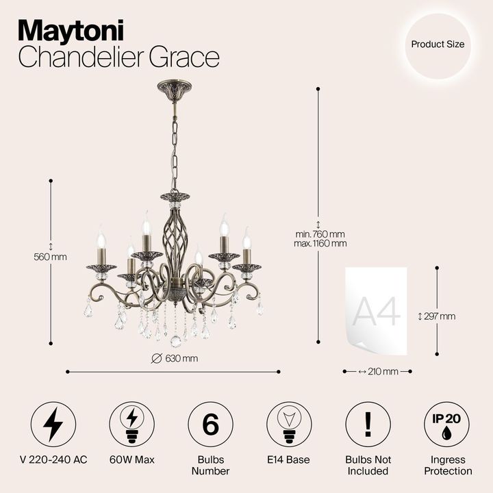 Подвесная люстра Maytoni Grace RC247-PL-06-R