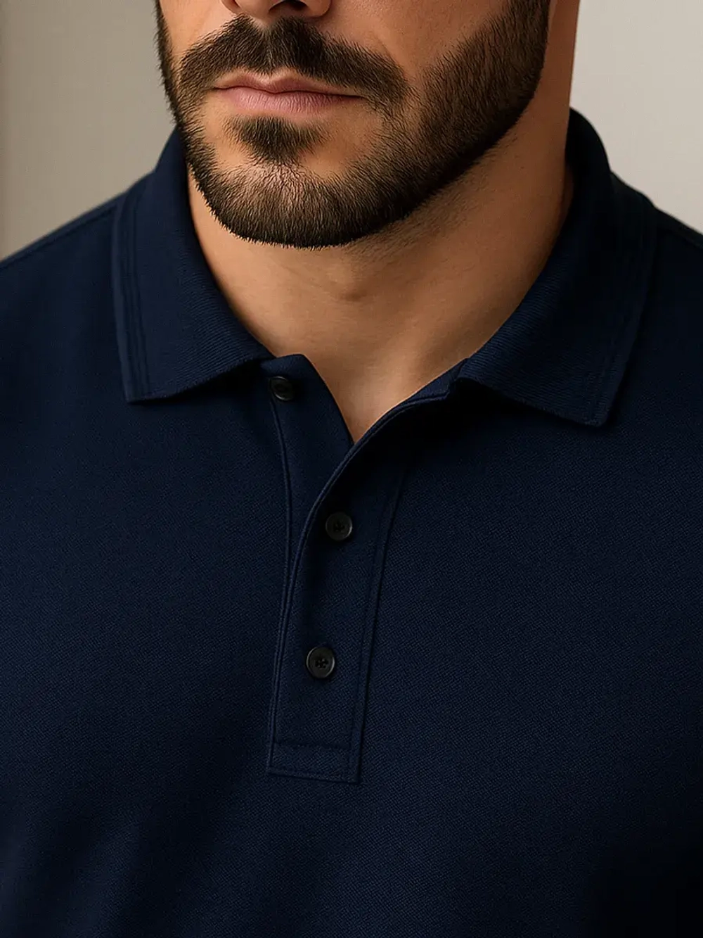 Синяя футболка поло мужская на осень