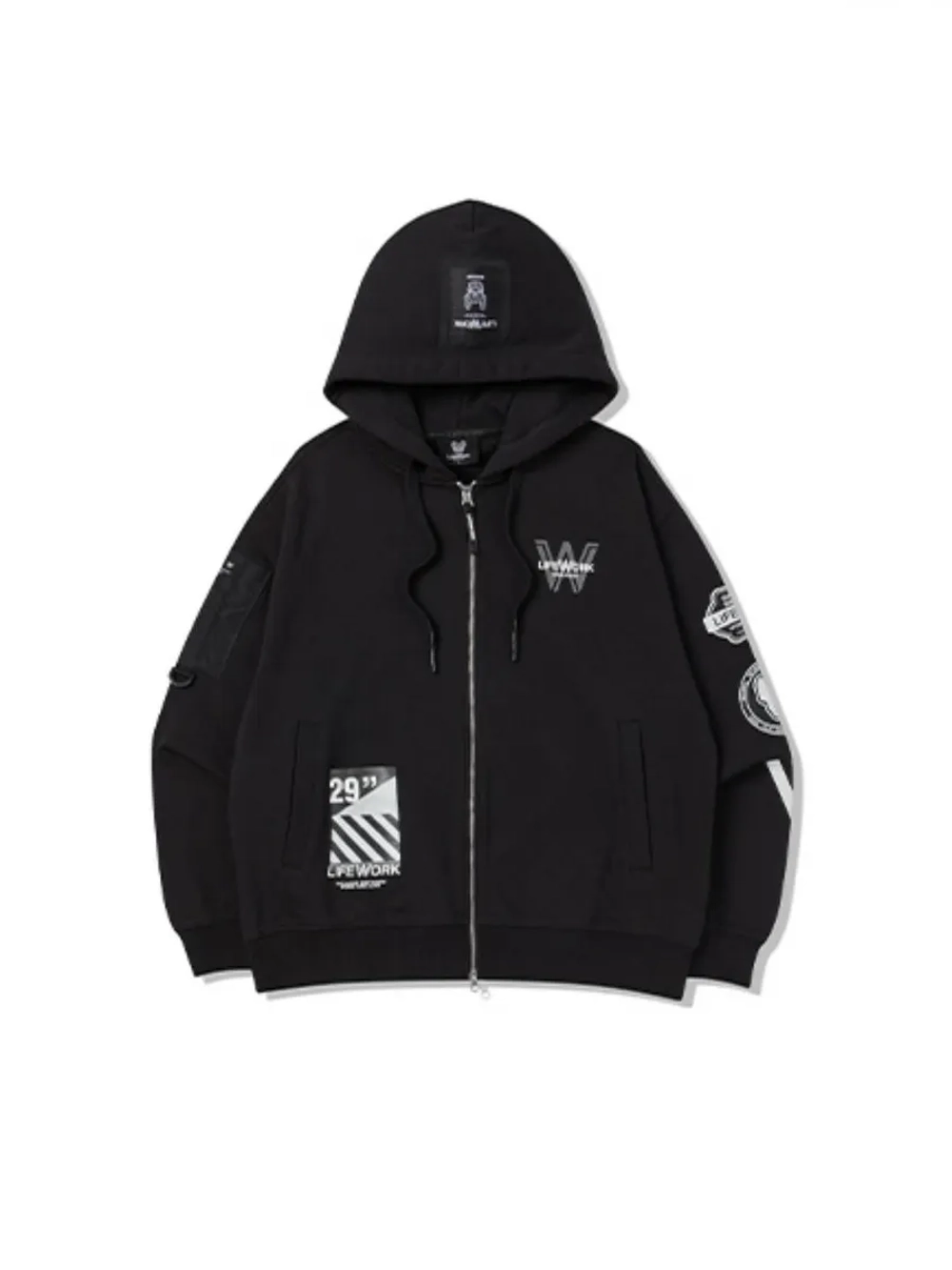 Худи на молнии с капюшоном с логотипом ladok на рукаве