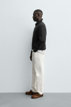 ZARA ДЖЕМПЕР ВЯЗАНЫЙ С ВОРОТНИКОМ НА МОЛНИИ, СЕРЫЙ МЕЛАНЖ