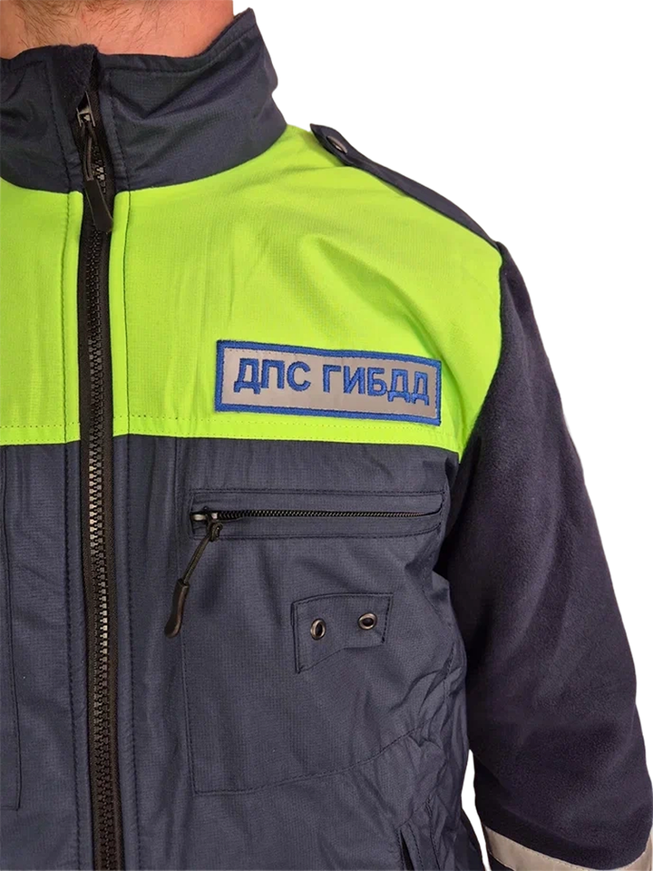 Кофта ДПС флисовая нового образца с шевронами (с лимонными вставками) (А)