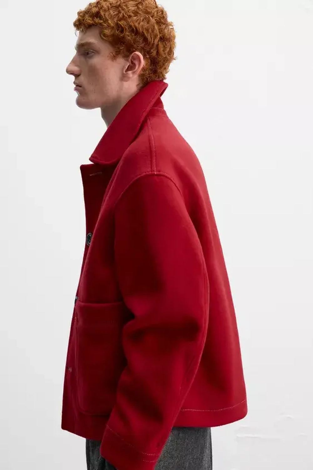 ZARA Х HARRY LAMBERT ШЕРСТЯНАЯ КОРОТКАЯ КУРТКА, КРАСНЫЙ