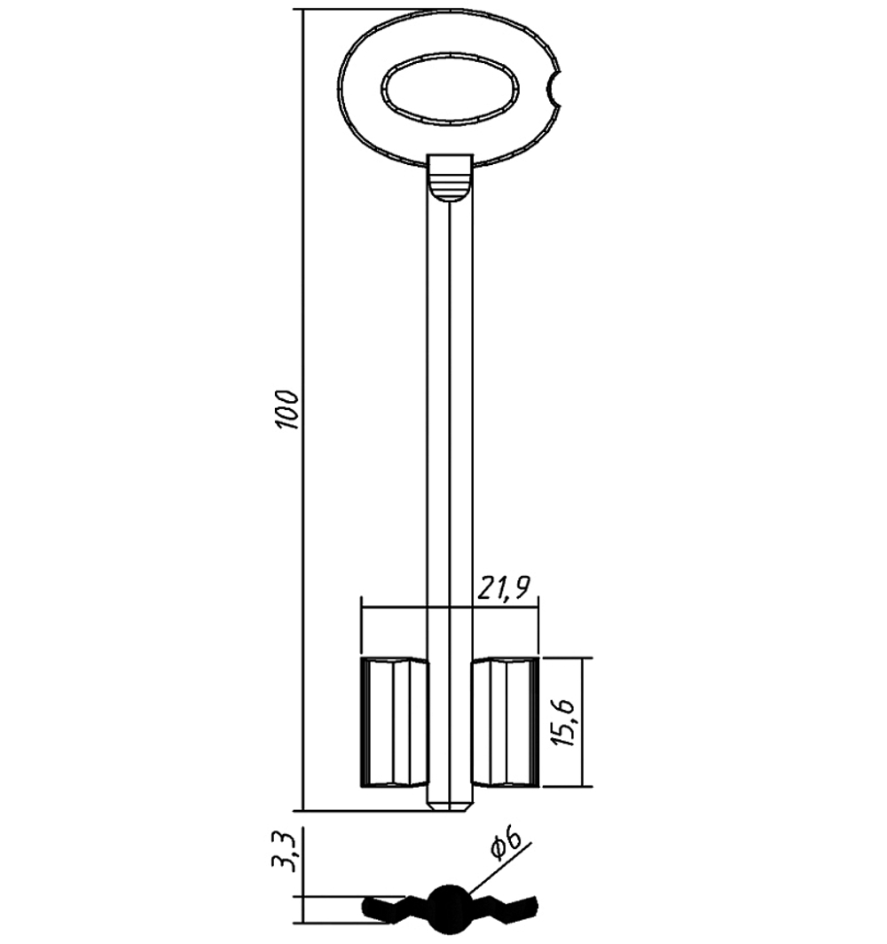 Заготовка сувальдного ключа 10634 STR2D
