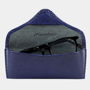 Футляр для очков Vision из кожи ящерицы, синего цвета