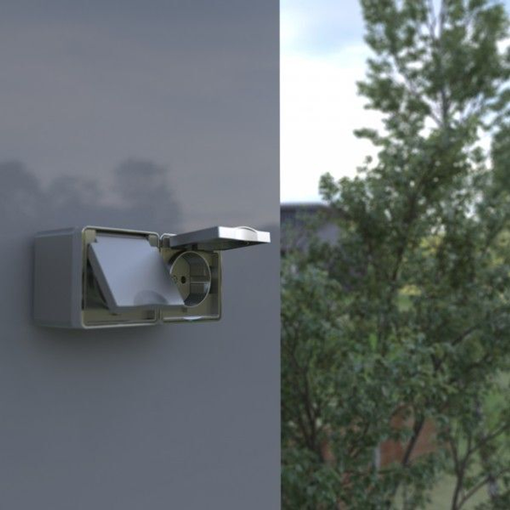 Розетка влагозащ. с зазем. с защит. крышкой и шторками Gallant (серебряный)