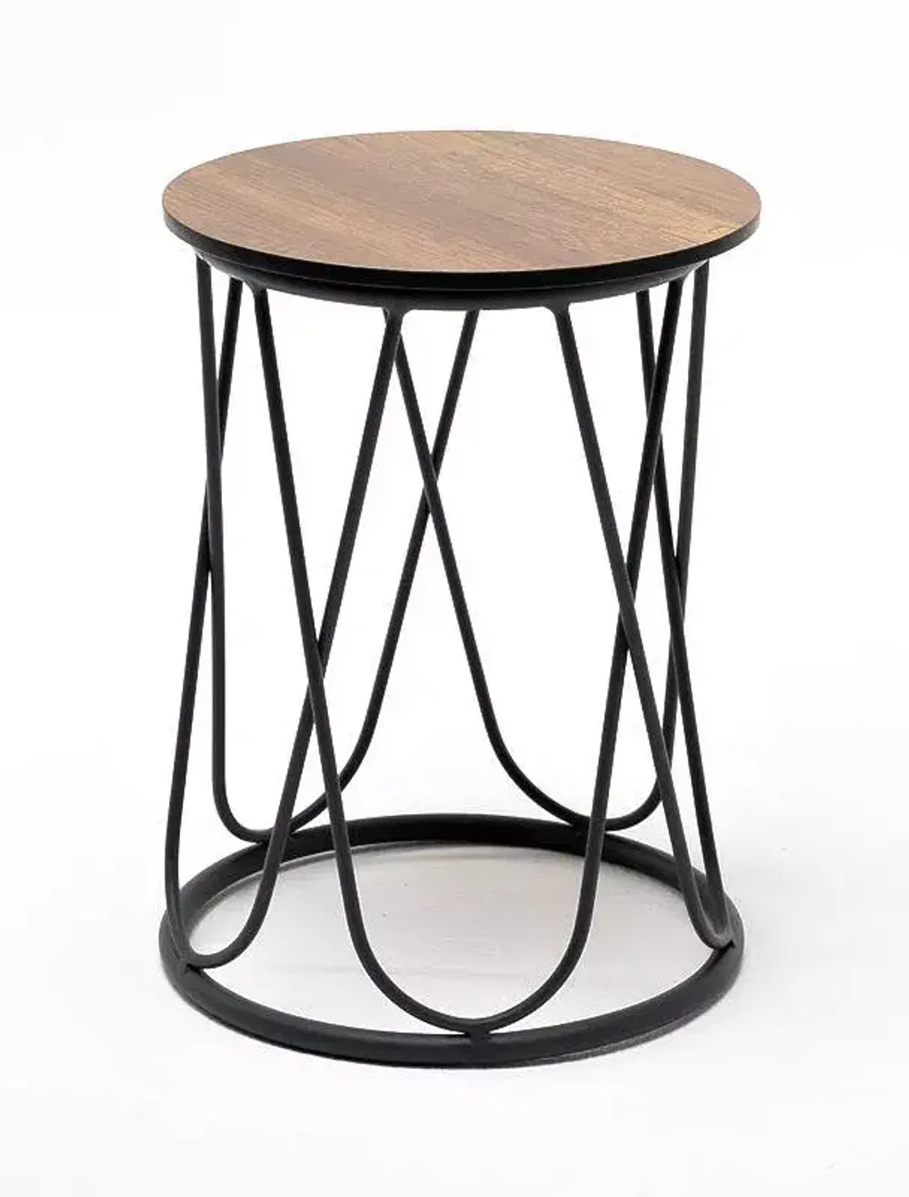 "Перу" журнальный стол из HPL круглый Ø40 H55, каркас из алюминия темно-серый (RAL 7024) муар, цвет столешницы "дуб"