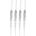 Подвеска «Хрустальная сосулька» 18 см (набор 4 шт), Серебро