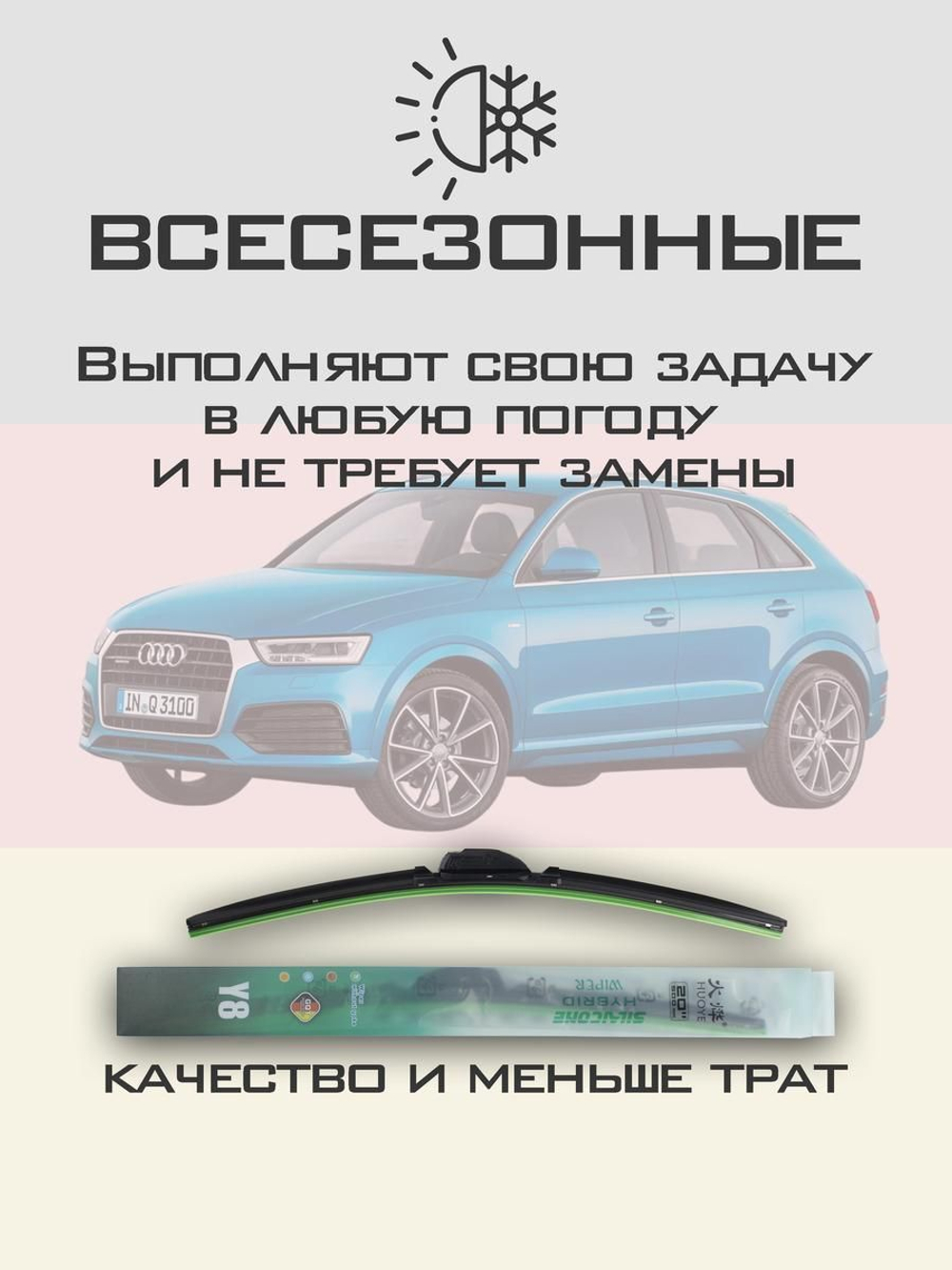 Щетки стеклоочистителя HUOYE Y8 600/525 мм на Audi RSQ3 | Push button