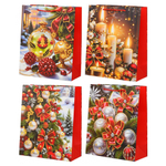 Подарочный пакет Basir, серия "Новый год", золотое тиснение, 26*32*12 см, ассорти