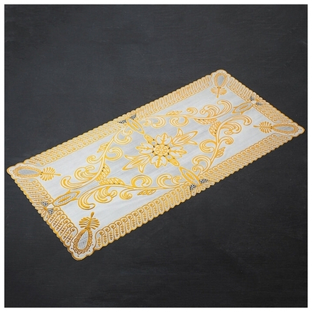 Салфетка ажурная "Геральдика", прямоугольная, ПВХ, 37*24 см, цвет золото.